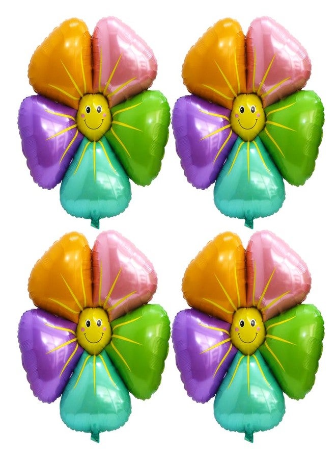 Deermon 4 Pack Colorful Flower Daisy Party Balloons with Smile,Groovy Boho Floral Sunflower Balloon For Spring Themed First Bee Day Girls Party Birthday Baby Shower Wedding Decoration Party Supplies - Image 2