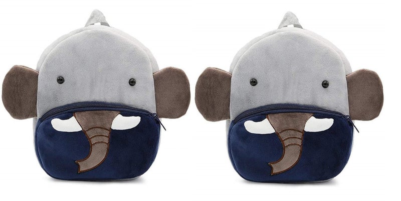blue tree Kids School Bag Combo Soft Plush Backpack Cartoon Bags Mini Travel Bag for Children Girls Boys (Ch Elephant - Pack Of 2) - Image 5