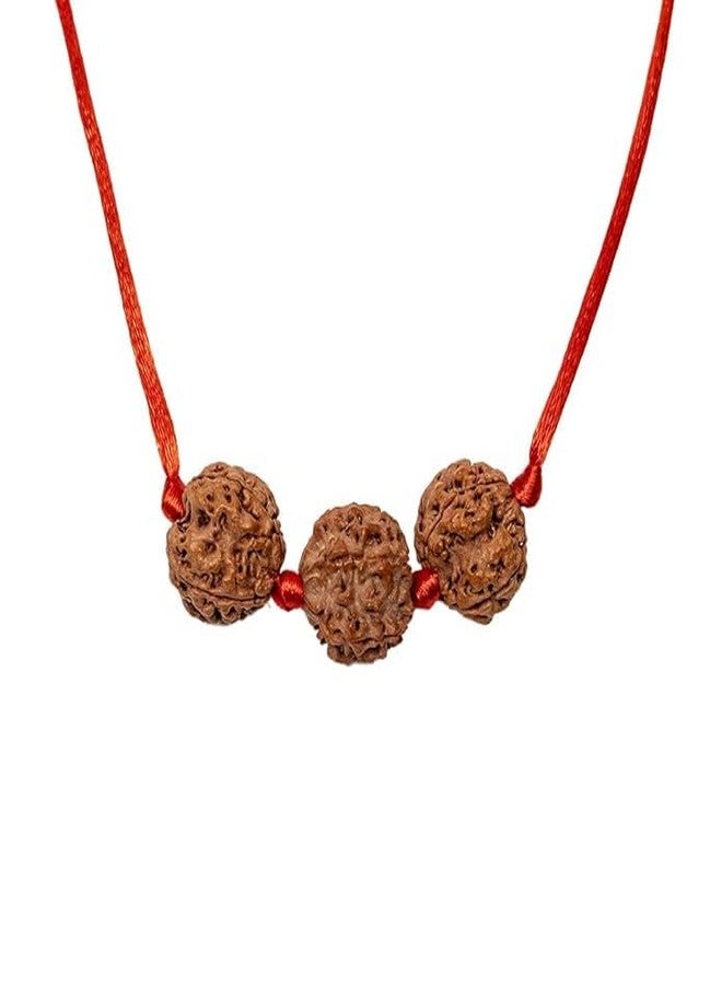 DEVAMA THE DIVINE Traditional Rudraksha Mala Necklace, 4 & 6 Mukhi, Orange-Brown, 80-85 cm - Image 1