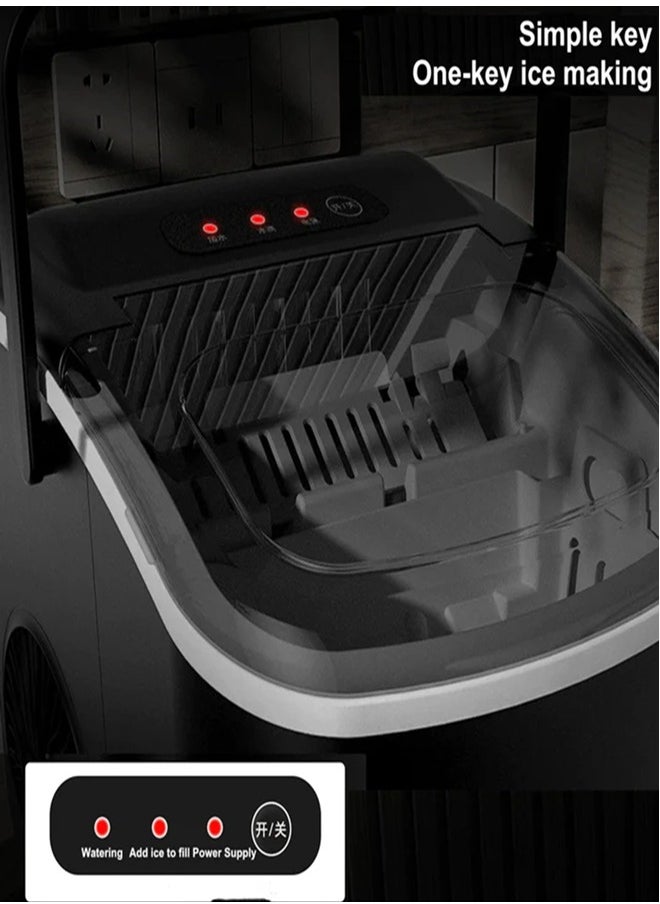 HICON Automatic Ice Maker, 15kg 24hrs Ice Production, Round lce Cube Shape,1.3 Liter Capacity With 6-13mins Ice Making, LED Display 6.2kg 110W for Home Kitchen, Bars, Coffee Shops, Restaurant HZB-16M-Black  - Image 4