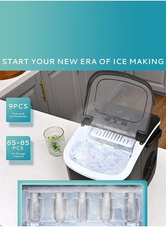 HICON Portable Automatic Ice Maker, lce Cube Shape Adjustable, Self- Cleaning Function, Easy to Operate, Smart Operation 6mins Ice Making 1.3 Liter With Low Noise, for Home Kitchen, Bars, Coffee Shops, Restaurant HZB-16M-Black  - Image 2