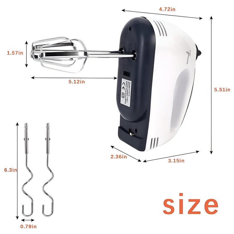 7-speed electric hand dough mixer and blender - efficient 180W motor with detachable stainless steel attachments, easy to clean. - Image 2
