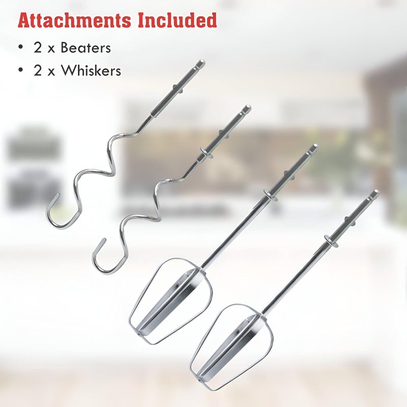 7-speed electric hand dough mixer and blender - efficient 180W motor with detachable stainless steel attachments, easy to clean. - Image 4