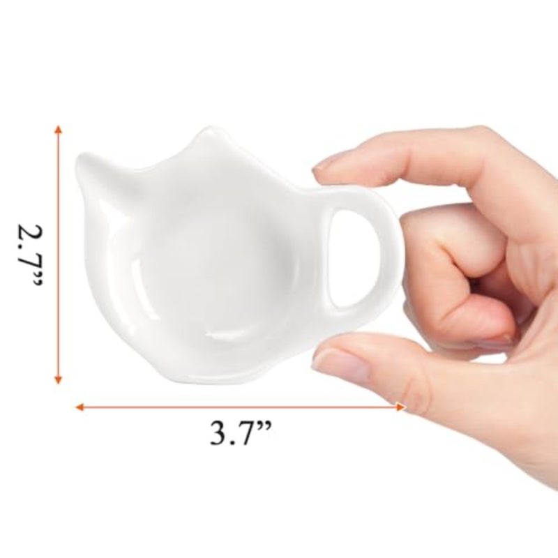 12 Pack Ceramic Tea Bag Holder Plates, Teapot Shaped Tea Bag Coaster for Used Tea Bag, Small Tea Bag Dish Set, Afternoon Tea Accessories - Image 2