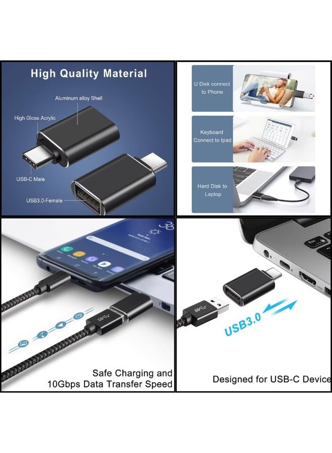 جروسي 2 قطعة محول من نوع C و Lightning إلى USB، محول OTG للكابل الشحن للبيانات من النوع-C 3.0 الذكر إلى الأنثى USB، مُصمم للاستخدام مع MacBook، iPad، أجهزة الكمبيوتر المكتبية، أجهزة الكمبيوتر المحمولة، المناظير، شواحن وأجهزة أخرى - Image 2