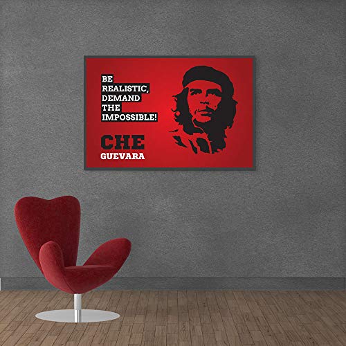Inephos Che Guevara Be Realistic Inspirational Poster Print (Size: 8 inch X 12 inch, Framed, Laminated Print)( Brown) - Image 1