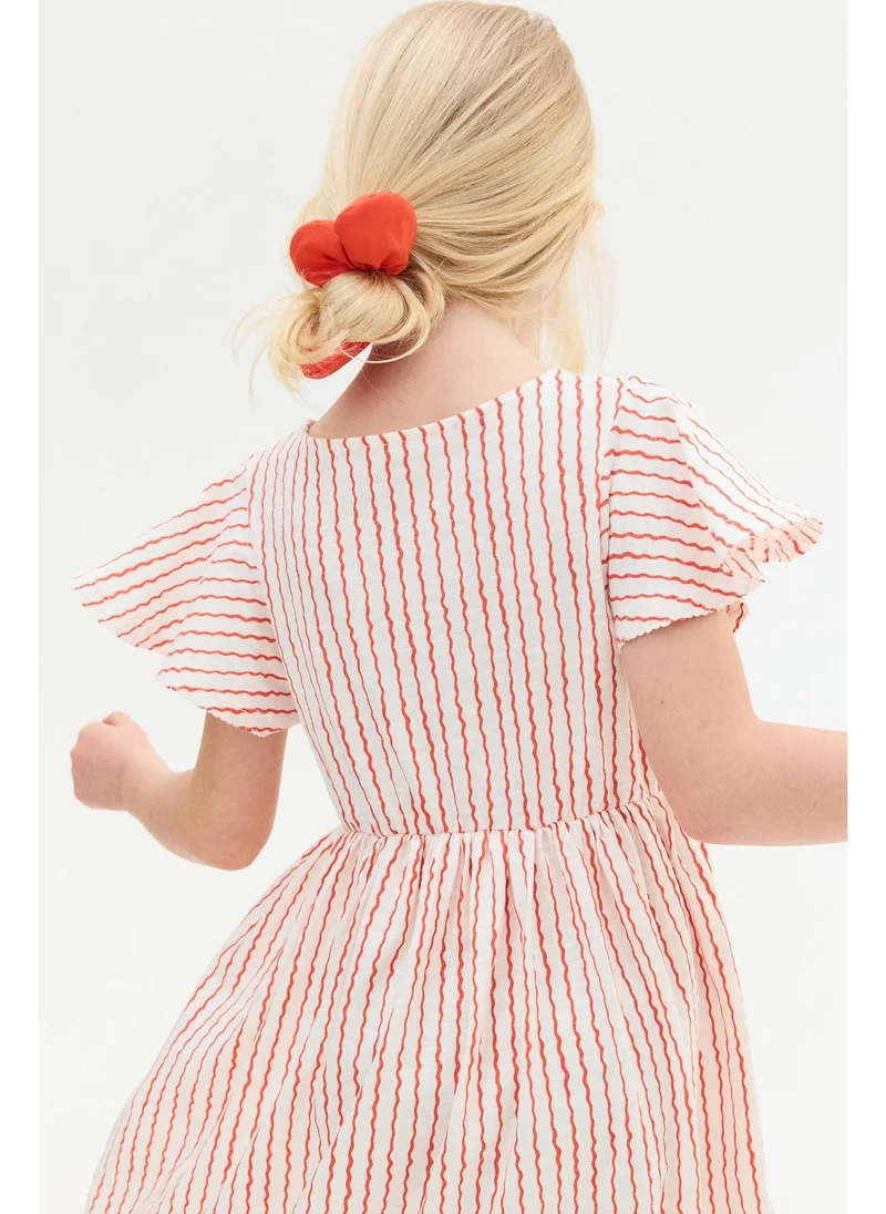 اتش اند ام Flutter-sleeved cotton dress