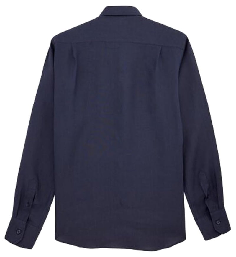 Vilebrequin Men Linen Shirt Solid Navy, L - Image 2