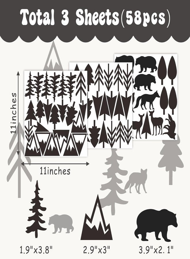 THEYGE Woodland Animal Wall Stickers Small Pine Tree Wall Decals Vinyl Black Mountain Tree Animals Wall Stickers Removable Jungle Deer Bear Fox Forest Animal Decals Woodland Nursery Kids Room Decor - Image 5