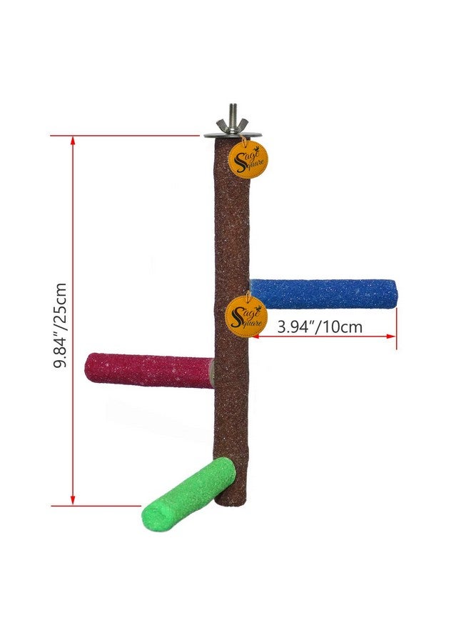 سايج سكوير قفص تسلق مرح من الخشب الطبيعي مكون من 3 مراحل من Sage Square، حامل/لعبة للطيور على شكل مجثم معلق - Image 2