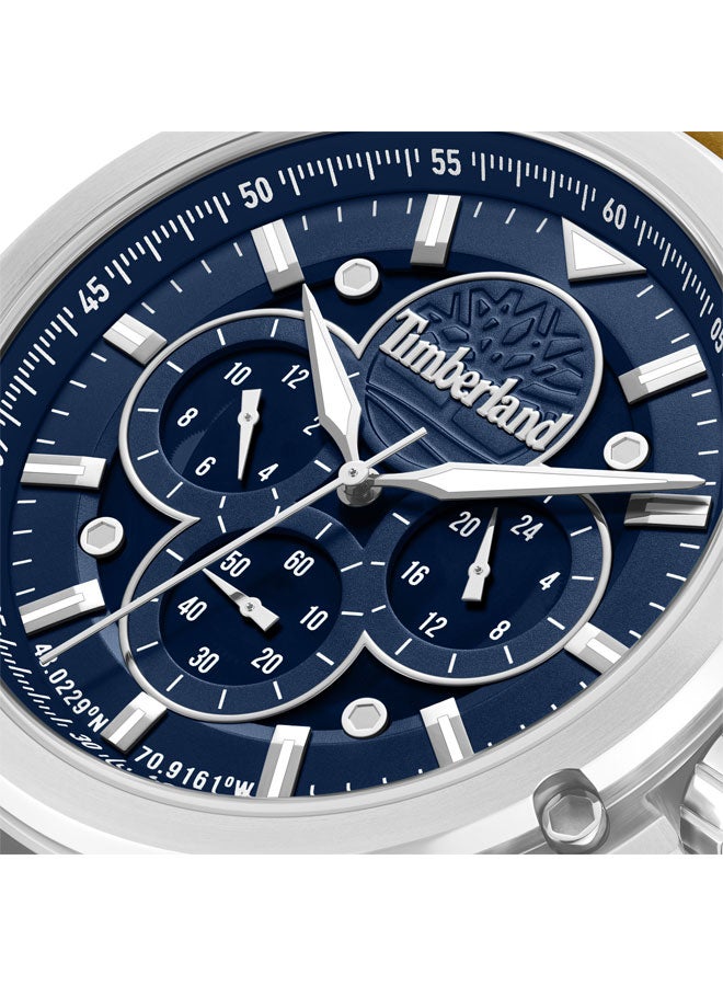 Timberland Men Fast Strike Blue Dial Leather Strap Multifunction Watch for Men, 46mm - Image 4