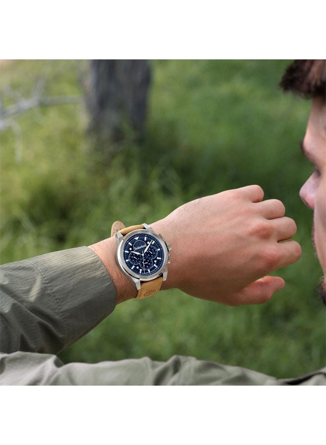 Timberland Men Fast Strike Blue Dial Leather Strap Multifunction Watch for Men, 46mm - Image 5