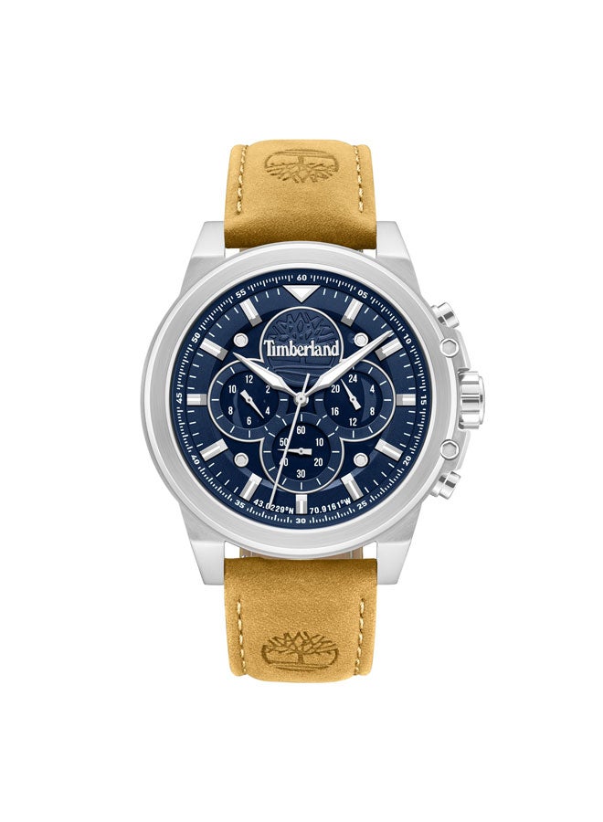 Timberland Men Fast Strike Blue Dial Leather Strap Multifunction Watch for Men, 46mm - Image 1