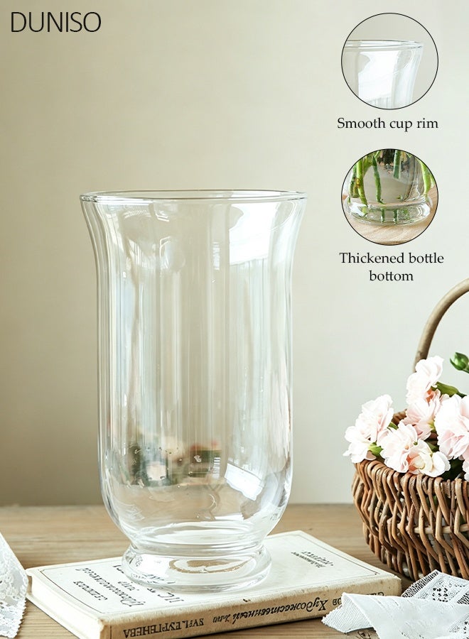 DUNISO Clear Glass Vase, Modern Decorative Vase, Large Irregular Shape Vintage Flower Vase, Minimalist Ins Style Embossed Glass Vase for Wedding Table Decorations Centerpieces, Living Room, Dining Table, Mantle, Shelf, Wedding, Office, Entryway - Image 1