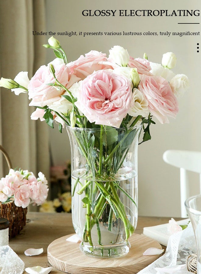 DUNISO Clear Glass Vase, Modern Decorative Vase, Large Irregular Shape Vintage Flower Vase, Minimalist Ins Style Embossed Glass Vase for Wedding Table Decorations Centerpieces, Living Room, Dining Table, Mantle, Shelf, Wedding, Office, Entryway - Image 5