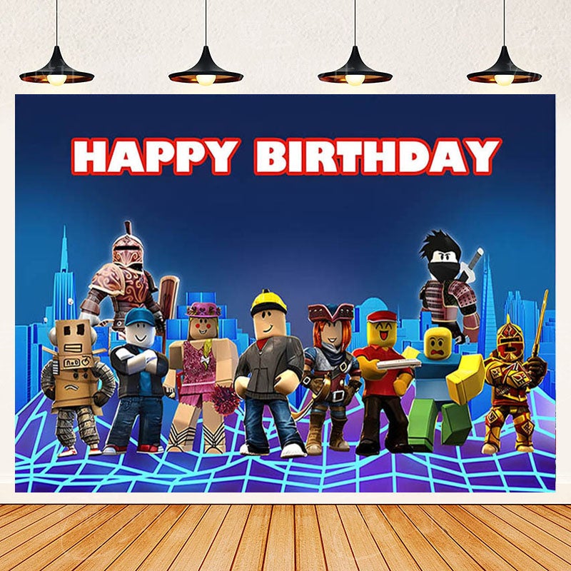 روبلوكس خلفية حفلة عيد ميلاد بطابع Roblox، لتزيين خلفية حفلة عيد ميلاد الأطفال، مناسبة لتزيين حفلات الأولاد والبنات (الحجم 150 سم × 100 سم) - Image 1