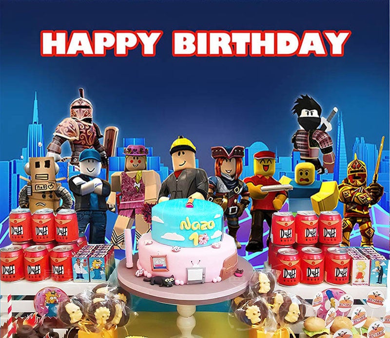 روبلوكس خلفية حفلة عيد ميلاد بطابع Roblox، لتزيين خلفية حفلة عيد ميلاد الأطفال، مناسبة لتزيين حفلات الأولاد والبنات (الحجم 150 سم × 100 سم) - Image 2