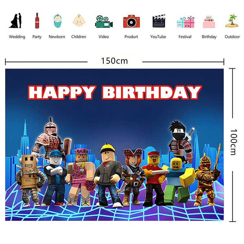 روبلوكس خلفية حفلة عيد ميلاد بطابع Roblox، لتزيين خلفية حفلة عيد ميلاد الأطفال، مناسبة لتزيين حفلات الأولاد والبنات (الحجم 150 سم × 100 سم) - Image 5