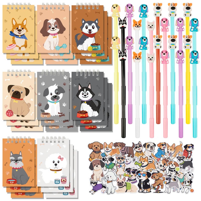 LiYiQ 148 Pcs Dog Party Favors Return Gifts Bulk Dog Paw Mini Notebooks Pens Stickers Set for Dog Themed Birthday Party Supplies Classroom Reward Gift Prizes Goodie Bags Stuffers - Image 2