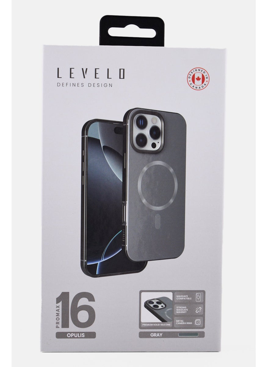 LEVELO iPhone 16 Pro Max Magsafe Compatible Silicone Case, Grey  - Image 4