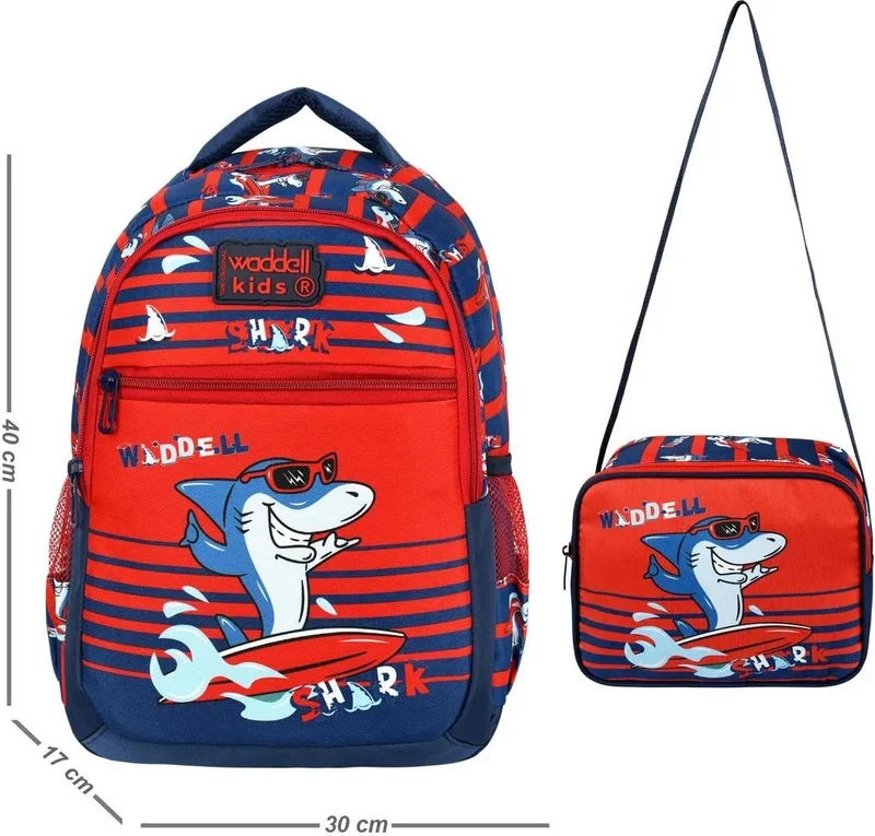 Masho Trend Surfer Shark School Bag + Lunch Box + Water Bottle Fish Bag Boys Primary School Bag Shark Bag