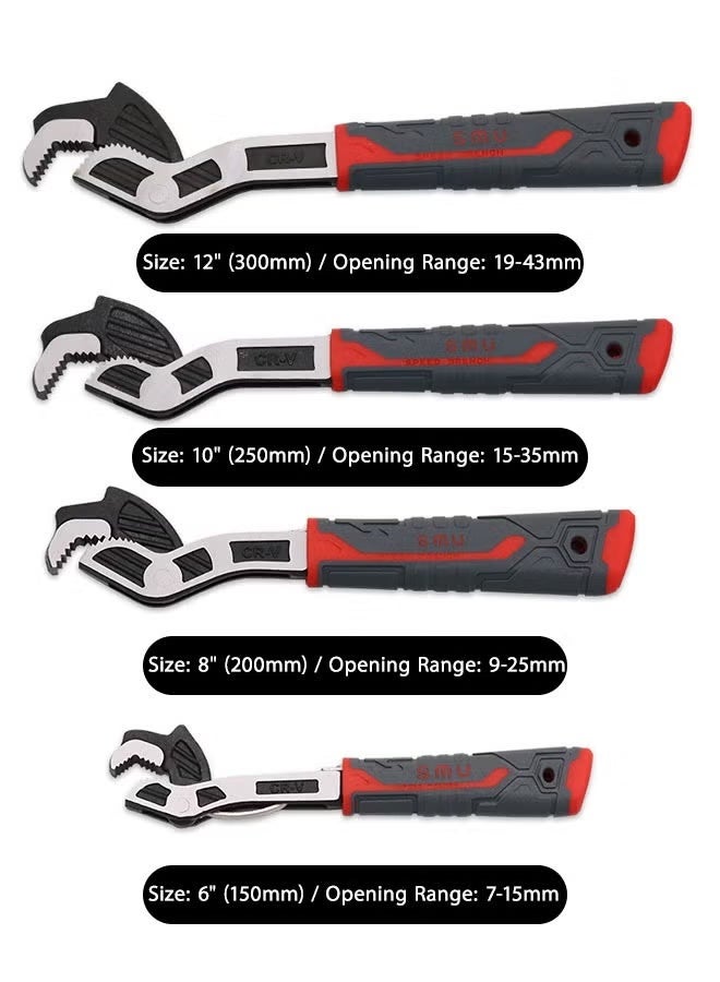 Multi-Functional Self-Locking Adjustable Wrench, Corrosion-Resistant Heavy-Duty Mechanic Tool, Large Opening Adaptive Universal Industrial Spanner Wrench with Quick-Adjust Feature, Rubber Grip, and Hanging Hole - for House Repairs, Plumbing, Automotive, and DIY Projects - Image 2