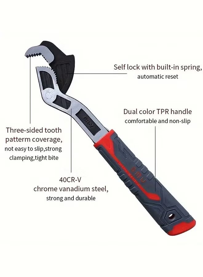 Multi-Functional Self-Locking Adjustable Wrench, Corrosion-Resistant Heavy-Duty Mechanic Tool, Large Opening Adaptive Universal Industrial Spanner Wrench with Quick-Adjust Feature, Rubber Grip, and Hanging Hole - for House Repairs, Plumbing, Automotive, and DIY Projects - Image 5