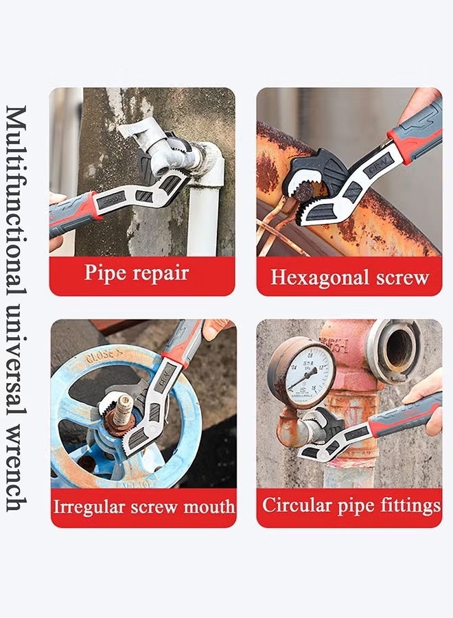 Multi-Functional Self-Locking Adjustable Wrench, Corrosion-Resistant Heavy-Duty Mechanic Tool, Large Opening Adaptive Universal Industrial Spanner Wrench with Quick-Adjust Feature, Rubber Grip, and Hanging Hole - for House Repairs, Plumbing, Automotive, and DIY Projects - Image 3