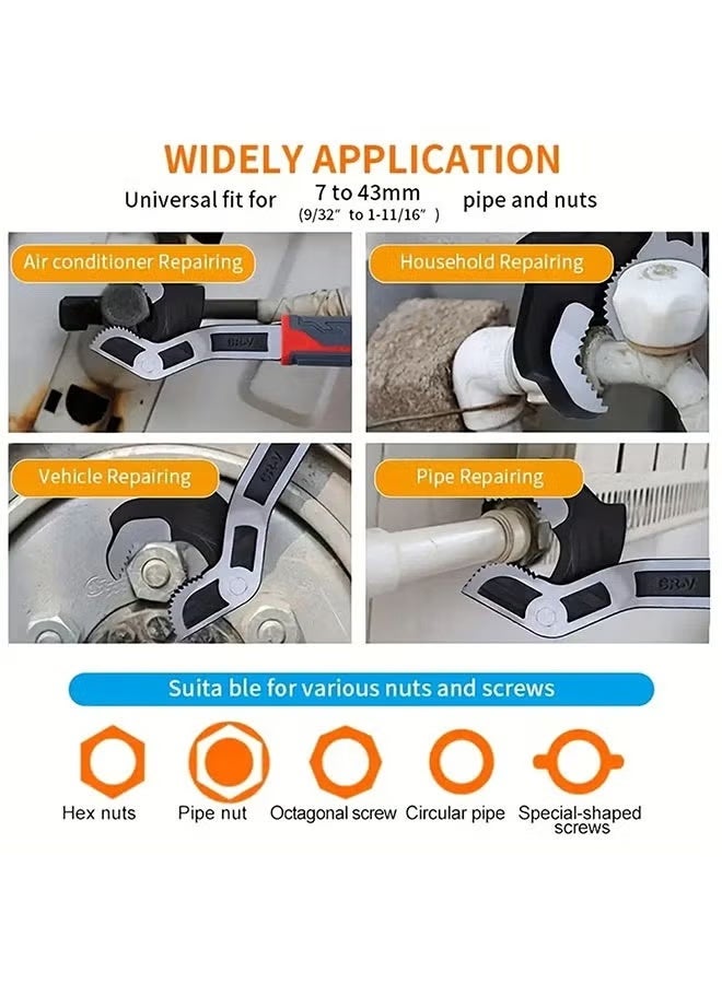 Multi-Functional Self-Locking Adjustable Wrench, Corrosion-Resistant Heavy-Duty Mechanic Tool, Large Opening Adaptive Universal Industrial Spanner Wrench with Quick-Adjust Feature, Rubber Grip, and Hanging Hole - for House Repairs, Plumbing, Automotive, and DIY Projects - Image 4