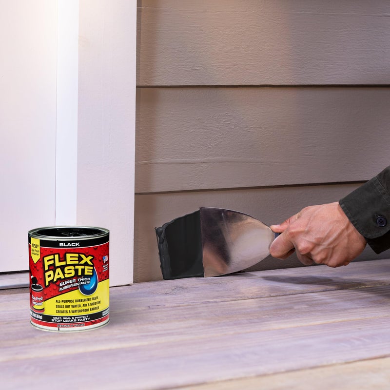 Flex Paste, Waterproof Paintable Putty, Spackle Sealant, Fill Gaps Cracks Holes - Block Out Water and Air - UV Resistant - Walls, Drywall, EPDM, Concrete, Roof, RV Repairs, Black, Quart - Image 5