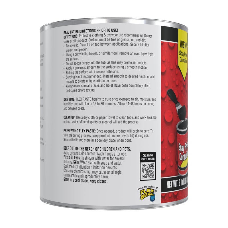 Flex Paste, Waterproof Paintable Putty, Spackle Sealant, Fill Gaps Cracks Holes - Block Out Water and Air - UV Resistant - Walls, Drywall, EPDM, Concrete, Roof, RV Repairs, Black, Quart - Image 2