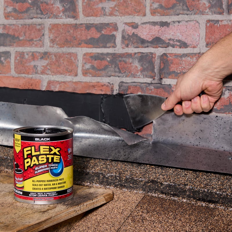 Flex Paste, Waterproof Paintable Putty, Spackle Sealant, Fill Gaps Cracks Holes - Block Out Water and Air - UV Resistant - Walls, Drywall, EPDM, Concrete, Roof, RV Repairs, Black, Quart - Image 4