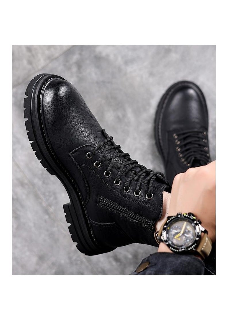 KUYING - New Men's Casual Leather Boots - Image 1
