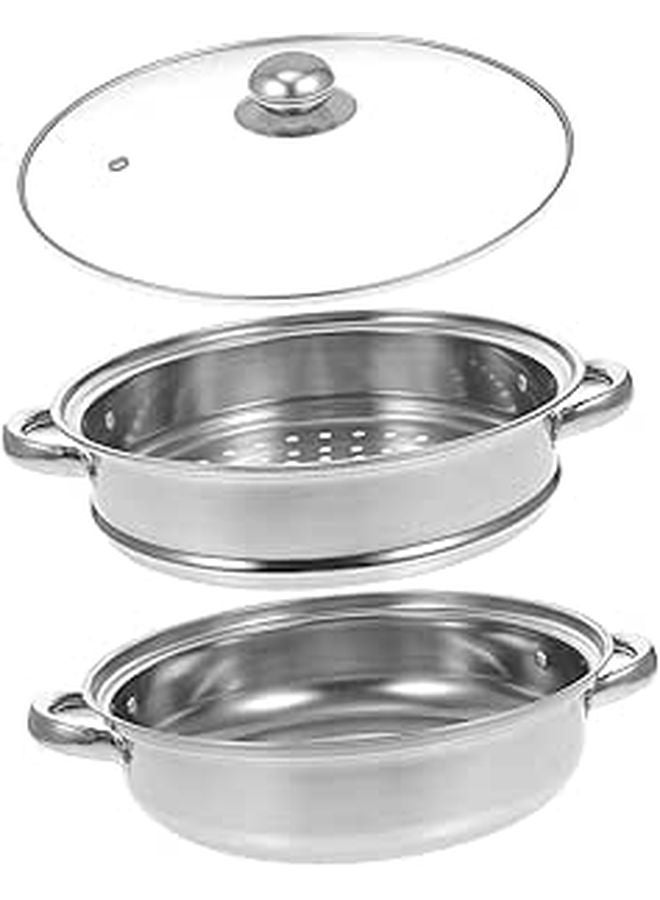 Stainless Steel Double Layer Steamer Pot For Vegetables Rice Even Heat Distribution Easy Clean - Image 1