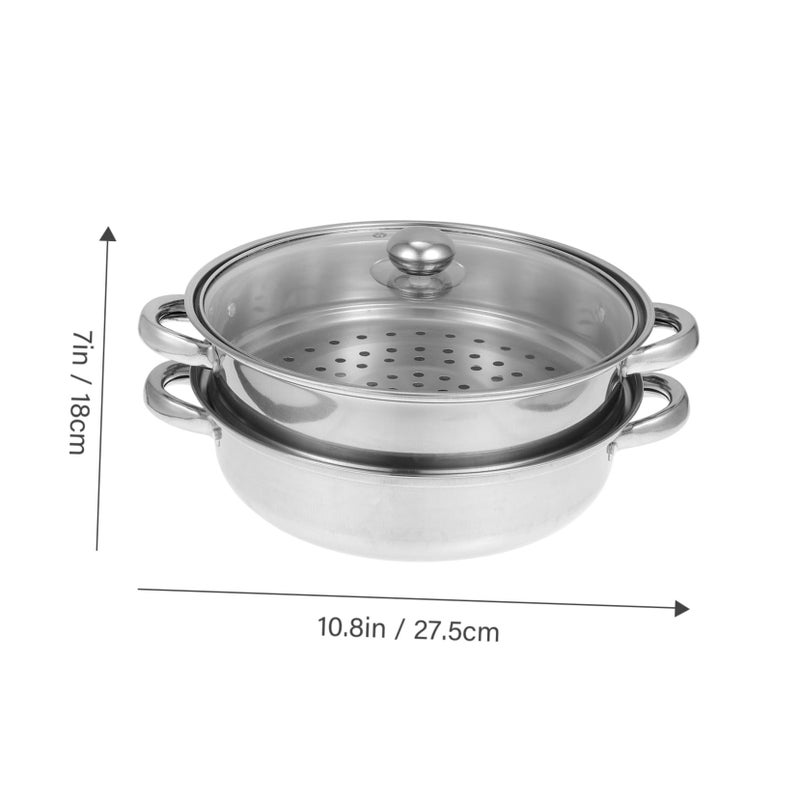 Stainless Steel Double Layer Steamer Pot For Vegetables Rice Even Heat Distribution Easy Clean - Image 3