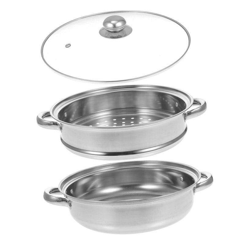 Stainless Steel Double Layer Steamer Pot For Vegetables Rice Even Heat Distribution Easy Clean - Image 2