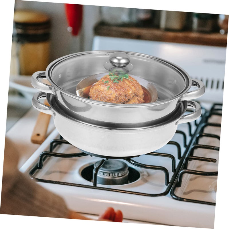Stainless Steel Double Layer Steamer Pot For Vegetables Rice Even Heat Distribution Easy Clean - Image 4