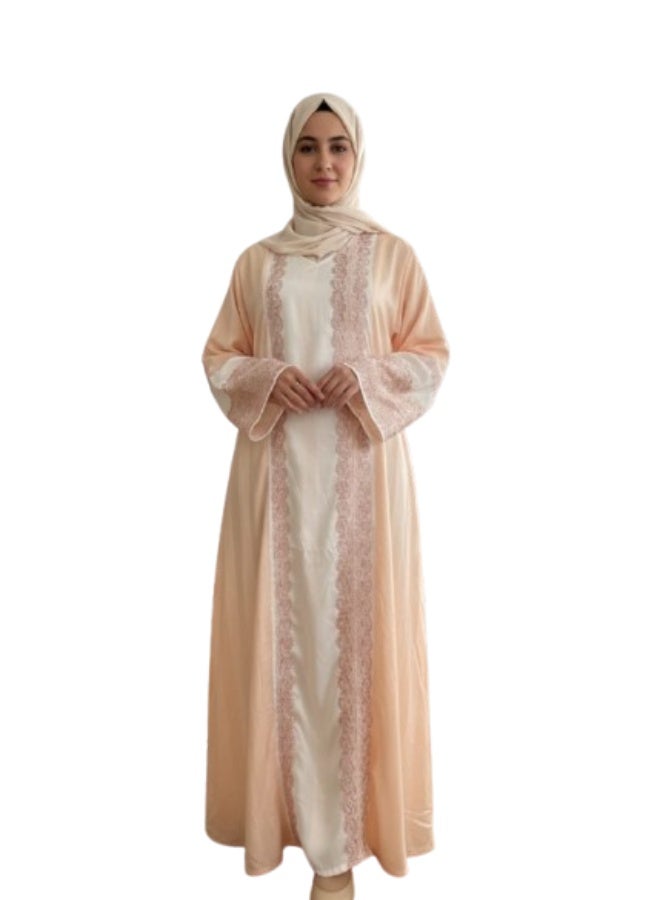 Women's embroidered linen abaya – for going out and receiving guests – luxurious and comfortable – elegant design for veiled women - Image 1