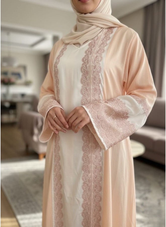 Women's embroidered linen abaya – for going out and receiving guests – luxurious and comfortable – elegant design for veiled women - Image 2