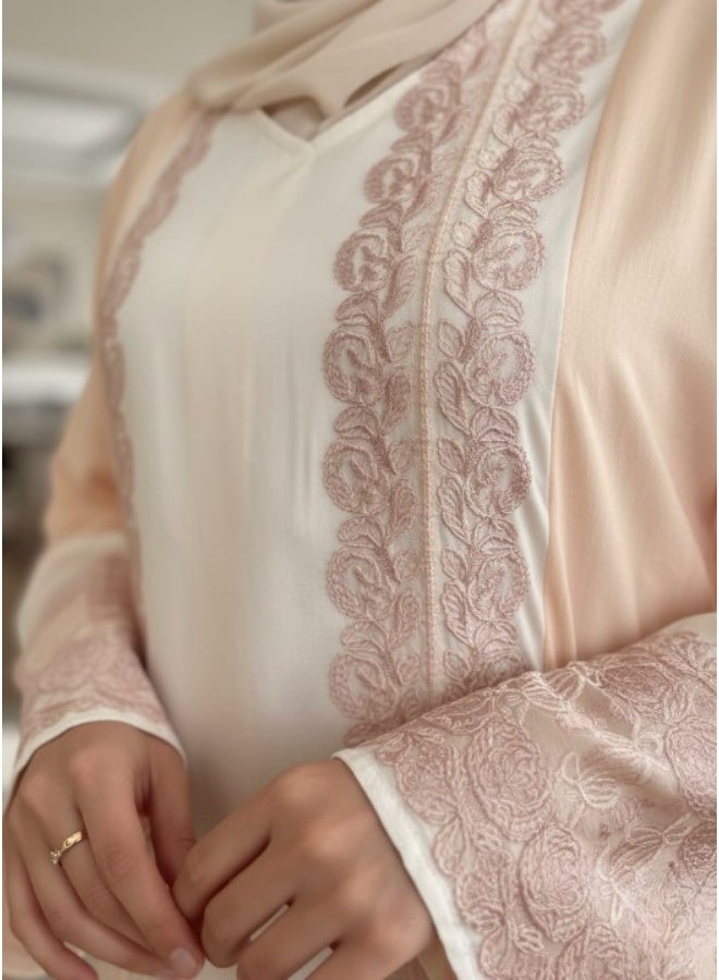Women's embroidered linen abaya – for going out and receiving guests – luxurious and comfortable – elegant design for veiled women - Image 3