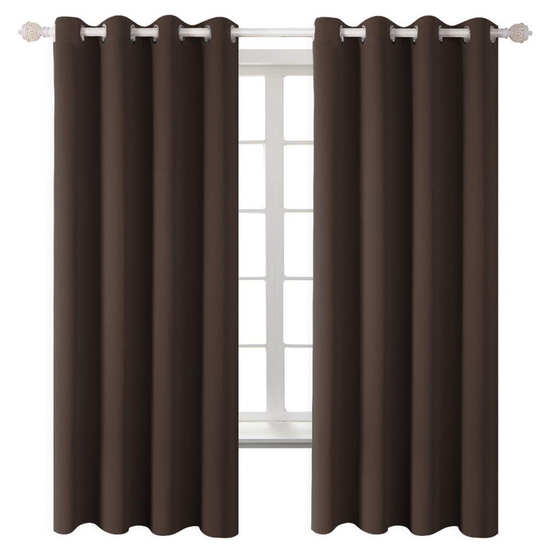 BGment Blackout Curtains for Living Room - Grommet Thermal Insulated Room Darkening Curtains for Bedroom  Set of 2 Panels (52 x 63 Inch  Brown) - Image 1