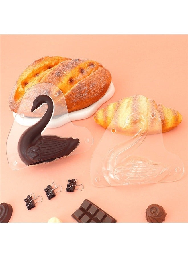 Swan Shoe Shape Plastic Chocolate Mould Clear，Swan Chocolate Mold Crystal Jelly Candy Mould with 3 Clips Candy Cake Decoration Desserts Fondant Model Home Baking Pastry Tool - Image 3
