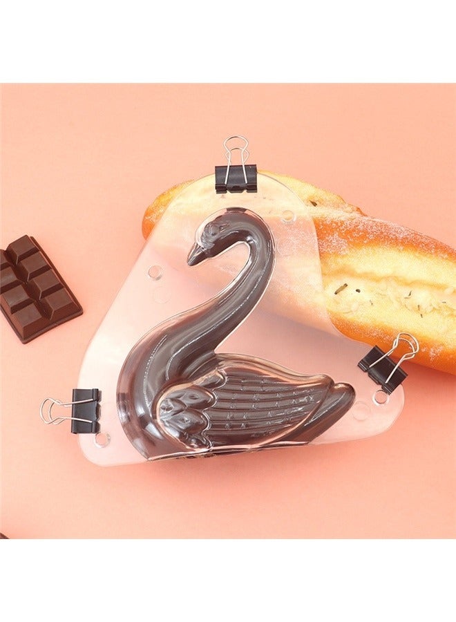 Swan Shoe Shape Plastic Chocolate Mould Clear，Swan Chocolate Mold Crystal Jelly Candy Mould with 3 Clips Candy Cake Decoration Desserts Fondant Model Home Baking Pastry Tool - Image 2