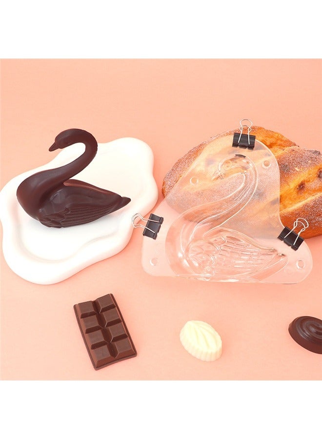 Swan Shoe Shape Plastic Chocolate Mould Clear，Swan Chocolate Mold Crystal Jelly Candy Mould with 3 Clips Candy Cake Decoration Desserts Fondant Model Home Baking Pastry Tool - Image 4