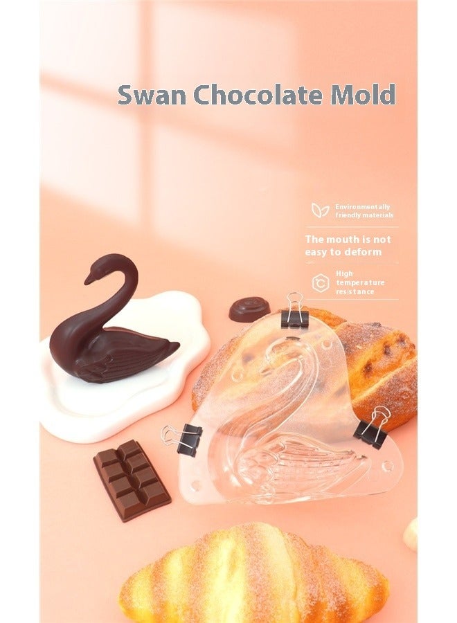 Swan Shoe Shape Plastic Chocolate Mould Clear，Swan Chocolate Mold Crystal Jelly Candy Mould with 3 Clips Candy Cake Decoration Desserts Fondant Model Home Baking Pastry Tool - Image 5