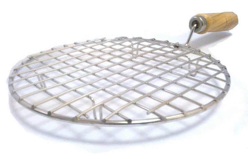 Bilton Stainless Steel Round Roaster/Papad Jali, Pizza, Barbecue Grill with Wooden Handle - Image 3