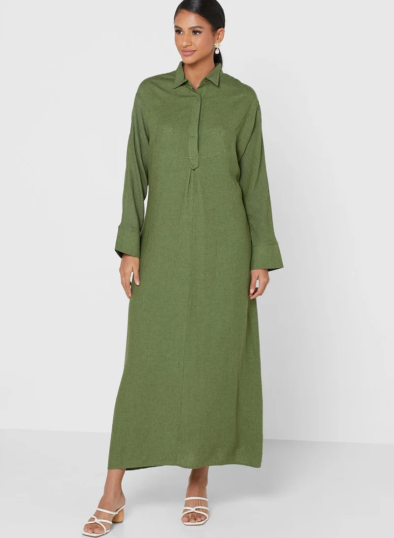 ANOTAH Button Detail Shirt Dress