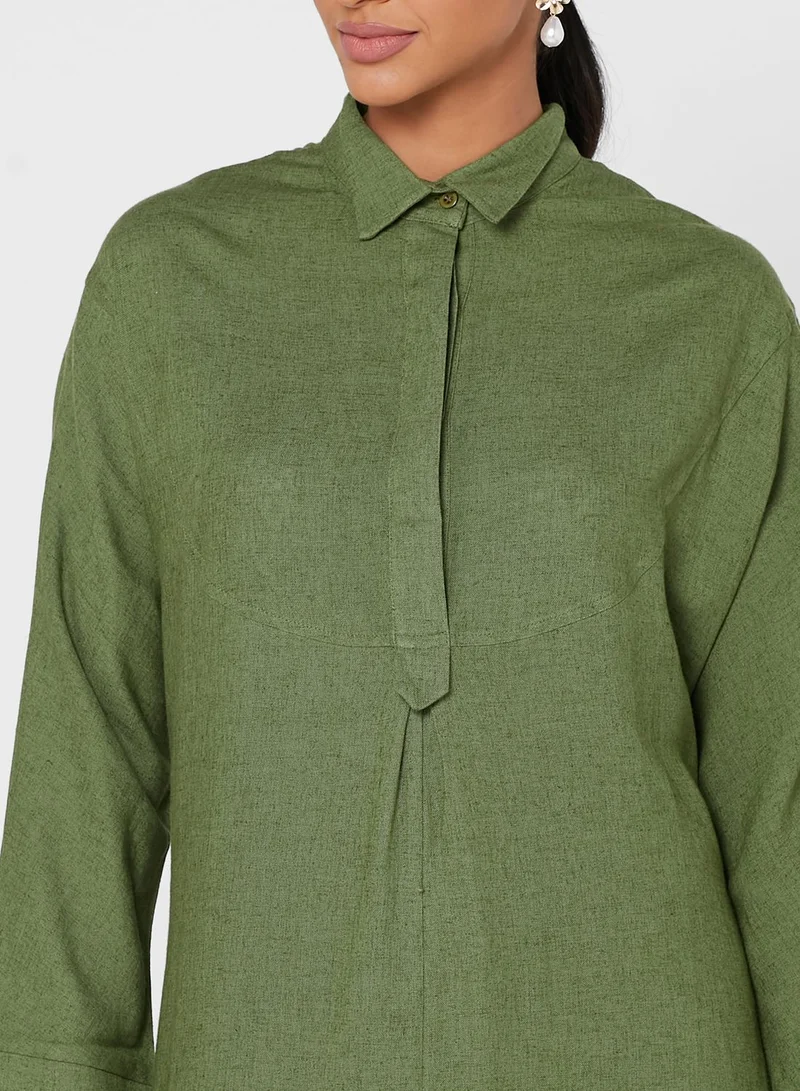 ANOTAH Button Detail Shirt Dress