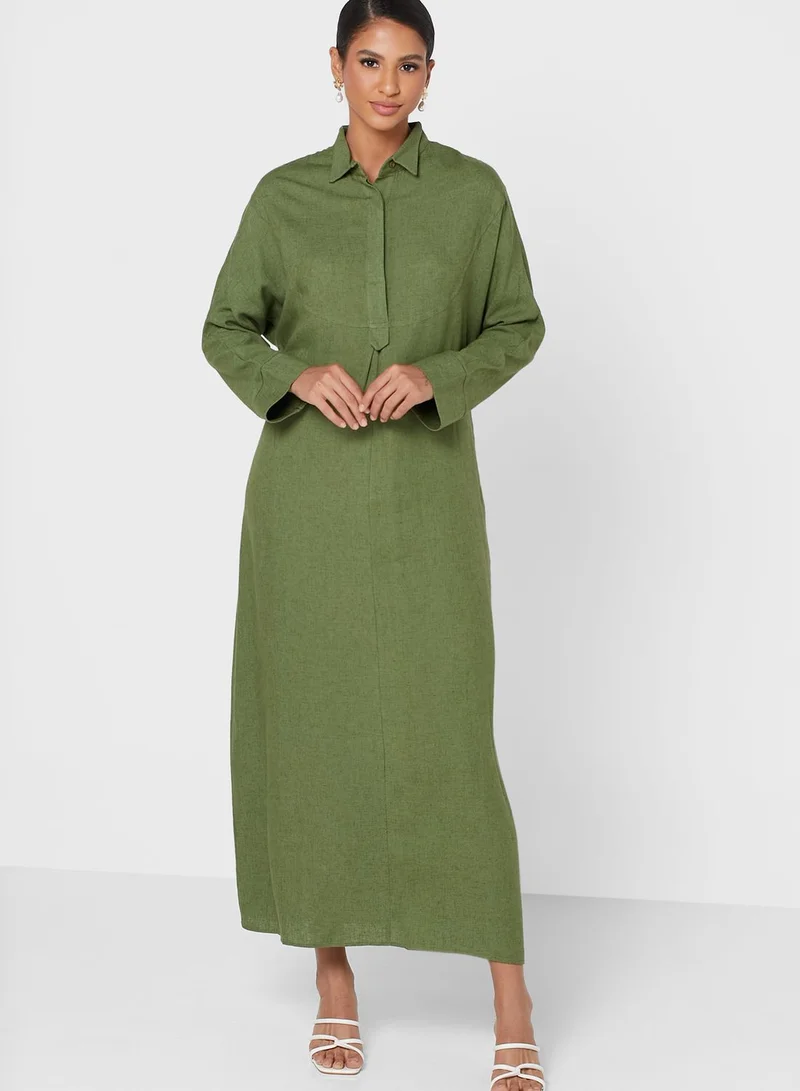 ANOTAH Button Detail Shirt Dress
