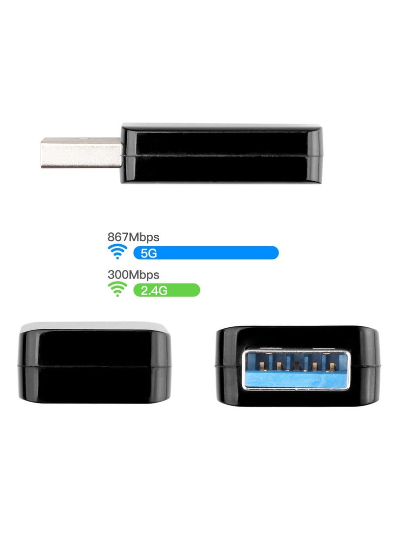 General 1200Mbps Dual Band WiFi USB Adapter, USB WiFi Receiver for PC Desktop Laptop, Dual Band WiFi Network Card 2.4Ghz/5.8Ghz Dongle Pin Antenna  - Image 2